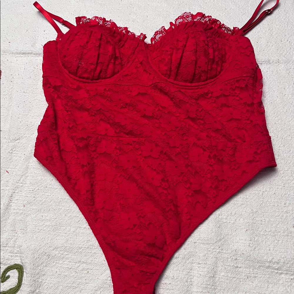 Fashion Nova Red Lace Teddy/Body Suit - Size XL
